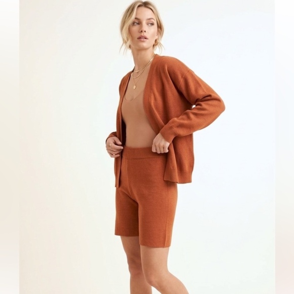 2 Piece Knit Set - Highrise Biker Shirts & Cardigan